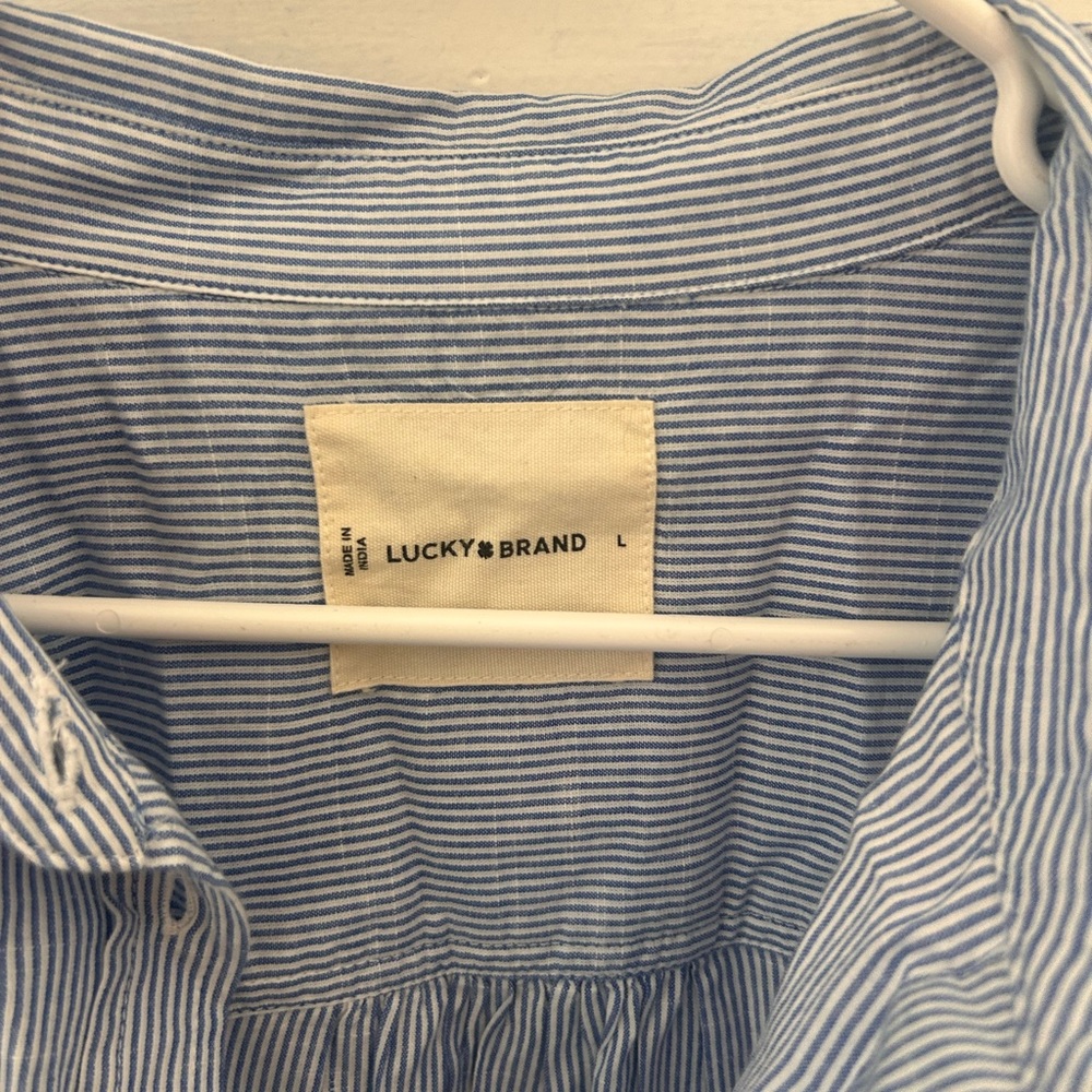 Lucky Brand Light Blue Striped Button Down Shirt - Picture 3 of 4